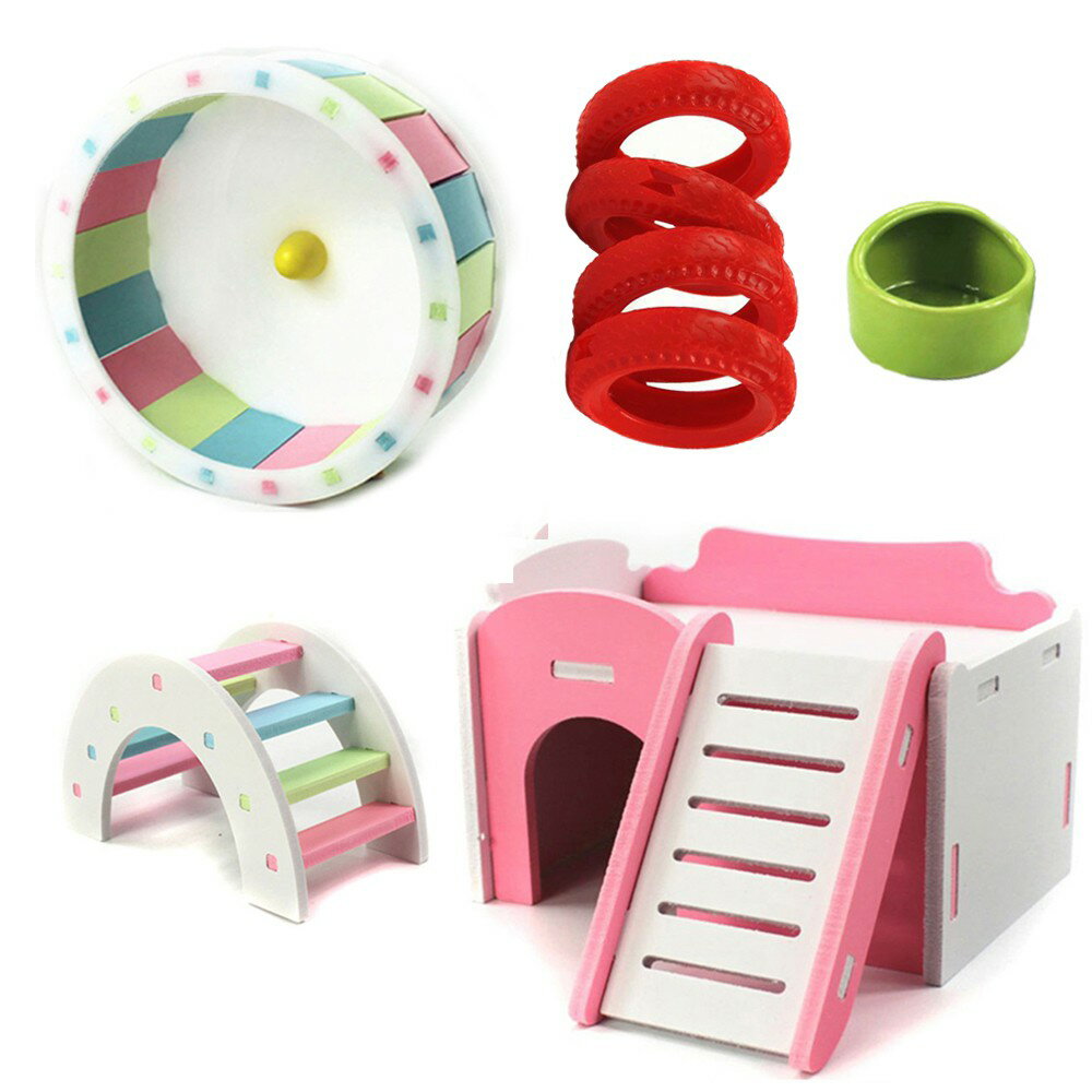 ハムスター ハウス おもちゃ 回し車 木製 家 小動物 エサ入れ 陶器 トンネル ハムスターハウス ベッド 小屋 飼育 ケージ 内装 セット