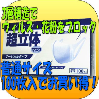 ソフトーク 超立体マスク サージカルタイプ【普通サイズ・100枚】