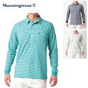 ショッピングプリント 2022 SS Munsingwear マンシングウェア【メンズ】ギンガムチェック総柄プリント長袖シャツ　MGMTJB07
