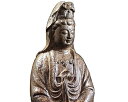 観音菩薩像 木製(約14cm)観音様 木彫り仏像 送料無料!