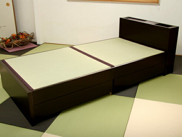 【送料無料】小物入れ付き収納畳ベッド　スカラポットロダブルサイズ　【国産畳表】【日本製】シンプルなのに高級感のある畳ベッド！