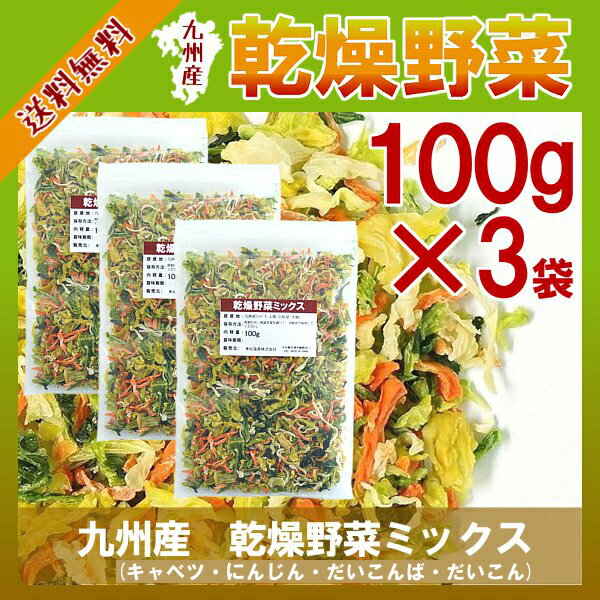 九州産 乾燥野菜ミックス 100g×3〔チャック付〕 メール便で送料無料!手軽で便利に手間…...:kowakeya:10001115