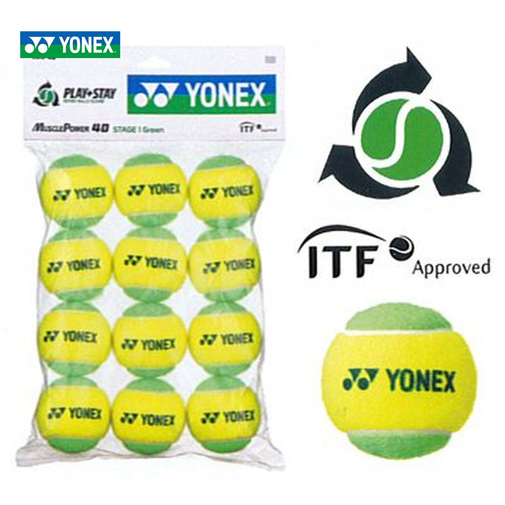 YONEX（ヨネックス）【マッスルパワーボール40（STAGE1 GREEN） TMP40（12個入り）】キッズ/ジュニア用テニスボール