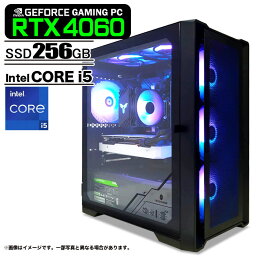 【新品】ゲーミングPC デスクトップパソコン ブラック メッシュ GeForce RTX 4060 第13世代 Intel Core<strong>i5</strong> 13400F 最大4.60GHz NVMe M.2 SSD256GB メモリ16GB 水冷CPUクーラー Win11選択可 デスクトップPC 1年保証