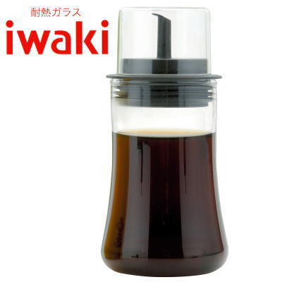 パイレックス イワキ(iwaki)フタ付醤油差し S 120ml 5031-BK【耐熱ガラス　調味料入れ】グッドデザイン賞受賞♪