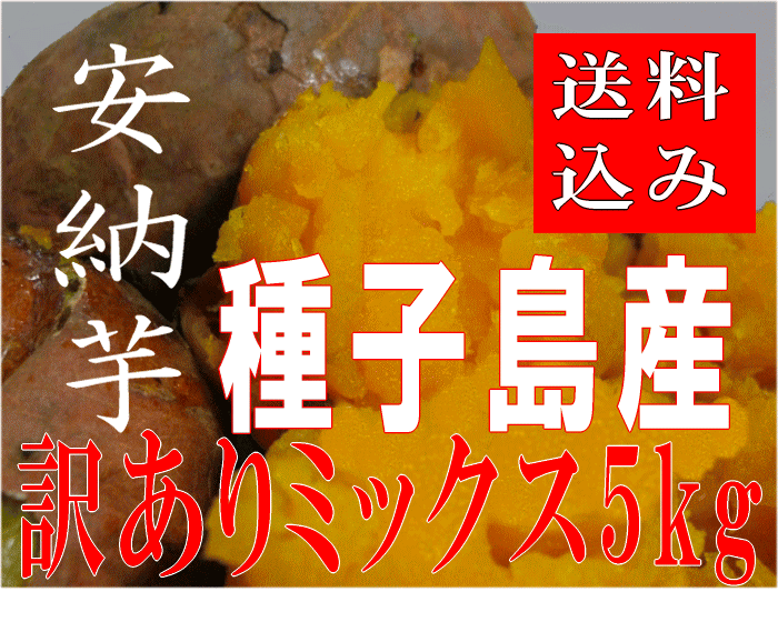 2012年予約　訳あり 種子島産　安納芋紅ミックスサイズ5kg【送料無料】種子島より産地直送【北海道のみ送料別途700円】安納芋は焼き芋・お菓子作りに最高のスイーツ！ビタミンC、ミネラルが豊富で低カロリー食品、健康・ダイエットに