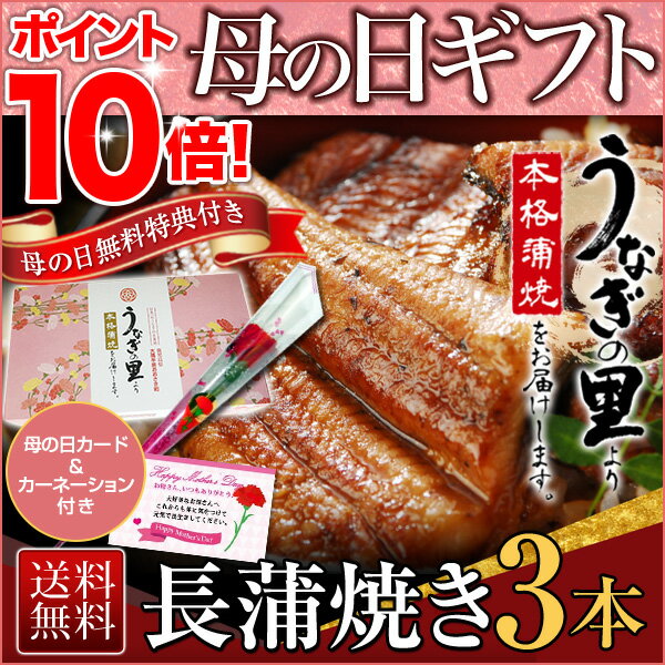 【母の日うなぎギフト】送料無料★鹿児島産ブランド鰻【『うなぎの里』極上長蒲焼き3本 ギフト…...:kuishinboucom-r:10001661