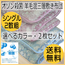 【送料無料】 2枚セット 敷布団 シングル 【100×210cm】 日本製 オゾン加工 羊毛 三層式 敷き布団 おまかせ柄 ( 2枚組 シングルロング 国産 ボリューム 羊毛混 極太 羊毛布団 ウール 極厚 三層 敷きふとん 防ダニ 敷ふとん 防カビ 防臭 消臭 清潔 布団セット シングル )