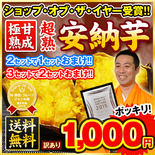 ★送料無料1,000円★『超熟』な甘さの安納芋★3セットで2セット分、5セットなら5セット分増量★本場種子島産★訳あり安納芋1kg(サイズ大中小不揃い)※複数購入の際は1箱におまとめ配送【マ