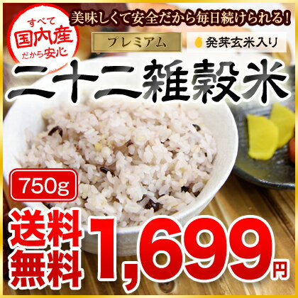 【送料無料】プレミアム国産二十二雑穀米750g