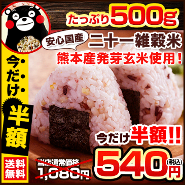 《楽天年間ランキング入賞!!》くまモン袋の国産二十一雑穀米たっぷり500g!【総合ランキング1位獲得】TVで話題のもち麦・熊本県産発芽玄米・アマランサスも配合♪《3-7営業日以内に出荷予定(土日祝日除く)》