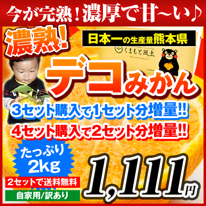 速攻出荷★濃厚で甘い！訳あり濃熟デコみかん熊本産★デコポンと同品種【2セットで送料無料＆買うほどオマケ増量】大中小サイズ無選別※複数購入で1箱おまとめ《3営業日以内に発送》