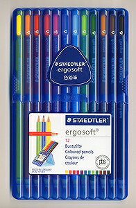 【送料無料！】ステッドラー　エルゴソフト色鉛筆12色セット　157SB12ソフト表面加工と人間工学に基ずく三角形状の色鉛筆