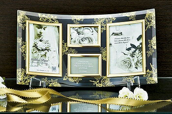 「ゴールデンローズ　ガラスフォトフレーム　(4ウィンドー)」　　　（フォトフレーム　写真たて　写真立て　フォトスタンド）（結婚祝い　ウエディング　ウェディング）［フォトフレーム通販］