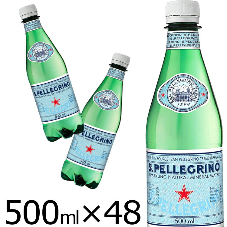 サンペレグリノ　天然炭酸水500ml×48本ペットボトル（スパークリングウォーターSanpellegrino S.PELLEGRINO 0.75L 海外名水水ミネラルウォーター 輸入ドリンクお水）