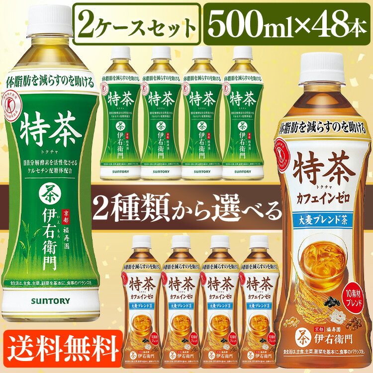 特茶 500ml 48本あす楽対応 送料無料 サントリー 特茶 カフェインゼロ 伊右衛門 500ml×48本(24本×2ケースセット)緑茶 いえもん ペットボトル トクホ 特定保健用食品【D】【あす楽】