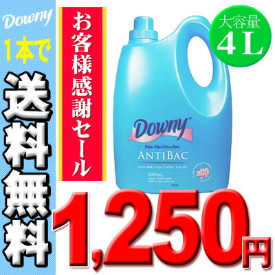 【送料無料】アジアンダウニー【Downy】ベトナムダウニー 4Lアンチバクテリア【D】(ダウニー 柔軟材ダウニー downy液体柔軟剤4000ml　約160回分ボトル・濃縮タイプDowny・柔軟仕上剤・柔軟剤・お洗濯に・大容量タイプ)