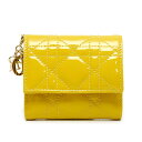 【中古】ディオール Christian Dior レディディオール ロータスウォレット S01810VRB パテント イエロー コンパクト財布【質屋鑑定品】