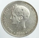 スペイン スペイン王 アルフォンソ13世 5ペセタ銀貨 1898年 美品