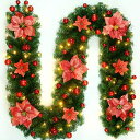 クリスマス 飾り クリスマスリース LED付き 2.7m モール クリスマスツリー 飾り おしゃれ オーナメント クリスマスガーランド クリスマス用品 玄関 ドア 窓 パーティー装飾藤