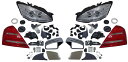 【送料無料】ベンツ W221 Sクラス (前期用) 後期KOOL ヘッドライト+ウィンカー ドアミラーASSY+テールレンズ(クリア) 3点セット