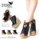 【秋靴SALE 開催中】 【特別奉仕品】 返品不可 ストークステップス ドットコム サンダル 全3色(STORKSTEPS DOTCOM NUVUOLA SAUVAGE)レディース ブーツサンダル コルク 11CM ヒール 厚底 プラットフォーム レザー 革 本革 天然皮革 靴 美脚 大人