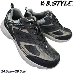 KB.STYLE 100029 スニーカー <strong>メンズ</strong> ブラック/グレー 紐靴 ジョギング ランニング シューズ 幅広 軽量 お買い得