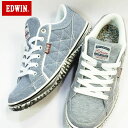 現在人気沸騰中!!【国内正規品】EDWIN エドウィン スウェット デニム スニーカー レディース ブルー グレー スリッポン 靴(ED4133)