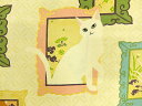 メーカー完売 ネコ柄 生地 布 NEKO3 HR3180-11A 額絵と猫 QUILT GATE キルトゲイト 百華繚蘭 ひゃっかりょうらん 和柄 動物柄 猫柄 金ラメ装飾 三毛猫 白猫 大柄 商用利用可能