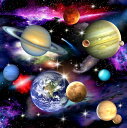USAコットン 生地 布 インスペース 1297black エリザベススタジオ In Space 水星 金星 地球 火星 木星 土星 天王星 海王星 冥王星 彗星 星雲 銀河 商用利用可能