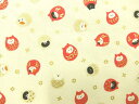 ネコ柄 生地 布 NEKO4 HR3220-11A ダルマ猫 QUILT GATE キルトゲイト 百華繚蘭 ひゃっかりょうらん 和柄 動物柄 猫柄 金ラメ装飾 黒猫 白猫 三毛猫 達磨 商用利用可能