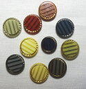 レトロストライプ ボタン10色展開 直径21mm 現品限りバラ売り 99313ネコポス発送可能