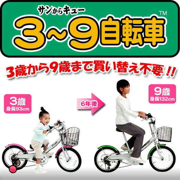 ピープル 3～9自転車 YGA240・YGA241 グリーンシルバー・ピンクシルバー[3歳から9歳まで！人気・おしゃれ・子供用・お散歩グッズ]【D】1119mbfs