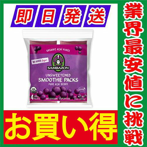 【夏のマストアイテム 10%OFF】アサイー(アサイ) スムージー(無糖) 100g×4袋 サンバゾン【要冷凍】【あす楽対応】【アサイー ジュース】【アサイーボール】【アサイー スムージー】