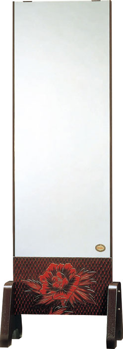 静岡県産幅54cm　一面鏡　姿見　全身ミラー　鎌倉彫　FK-157　国産品【送料無料】 　 【家具】 