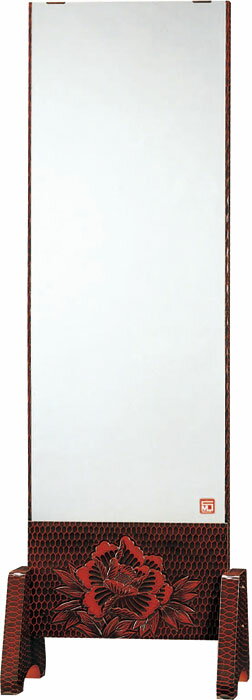 静岡県産幅54cm　一面鏡　姿見　全身ミラー　鎌倉彫　FK-158　国産品【送料無料】 　 【家具】 