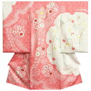 お宮参り 着物 女の子 正絹女児初着 ピンク 白 雪輪染め 手絞り 手染め 桜刺
