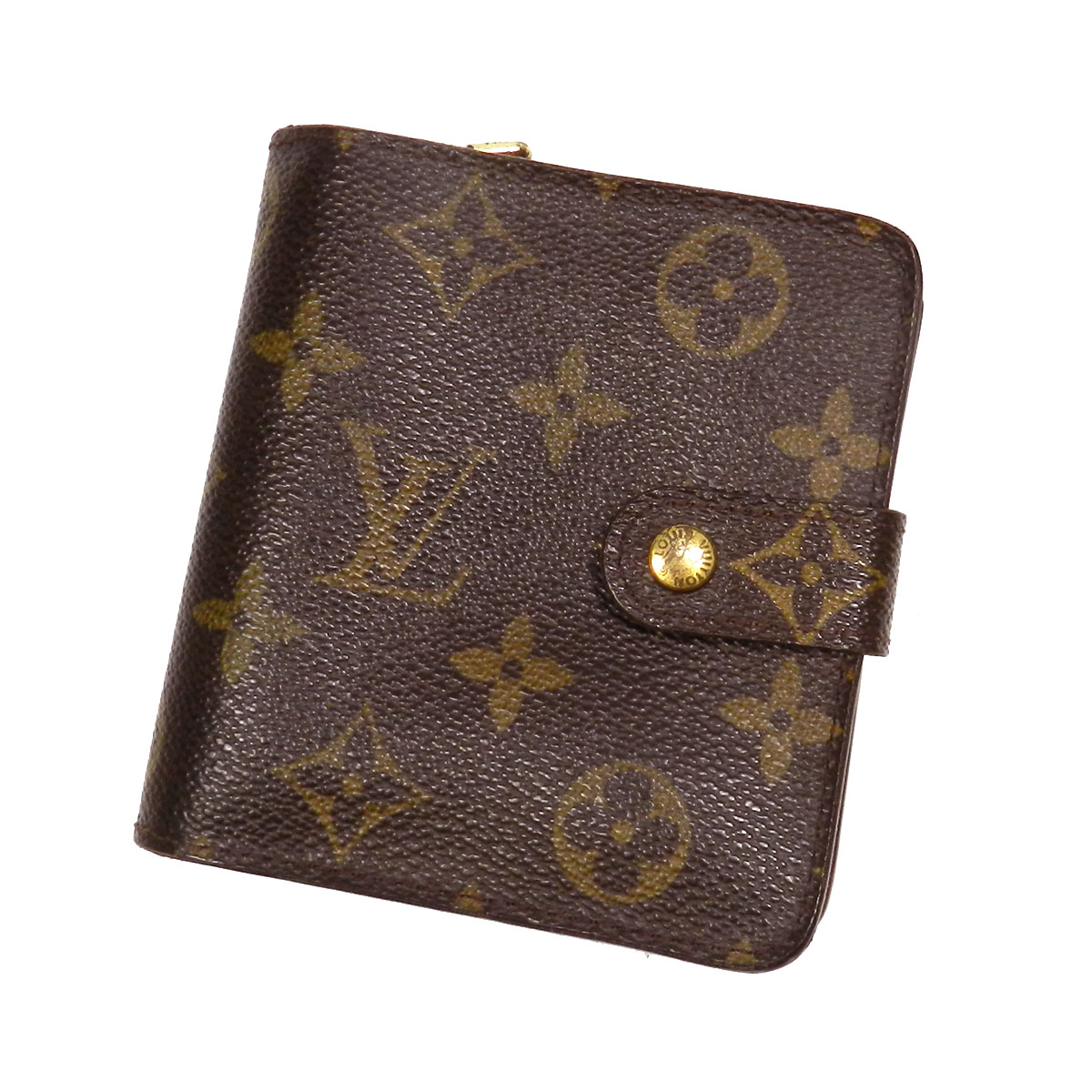 LOUIS VUITTON【ルイ・ヴィトン】コンパクト・ジップ　M61667 二つ折り財布（小銭入れあり） モノグラムキャンバス ユニセックス 【中古】【cabcaiac】