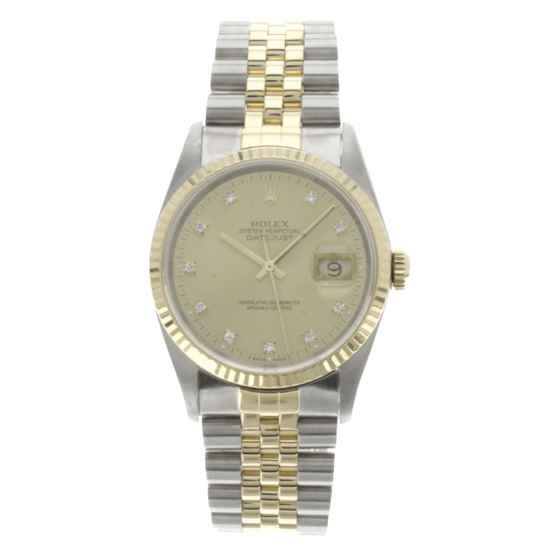 ROLEX 16233G 10Pダイヤモンド　デイトジャスト 腕時計 ステンレス/K18YG メンズ fs3gm