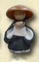 （和雑貨）手作りの陶人形 一休さん 托鉢