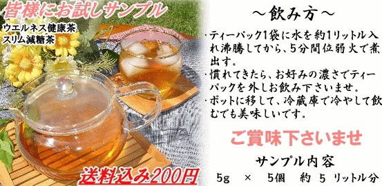 送料無料！ウエルネス24種健康茶・スリム減糖茶サンプル・どくだみ13種健康茶自然の精霊達が宿る地球という名の健康茶！（※注文殺到の為、お一人最大50サンプルまでとさせていただきます）