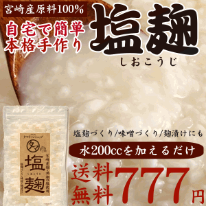 【送料無料】宮崎の原料で作った塩麹(塩こうじ)水200ccを加えるだけで本格塩こうじがたっぷり400g楽々出来上がり♪宮崎産麹と高級満潮の塩をブレンドしたこだわりの発酵食品万能調味料塩麹の素！【しおこうじ 無添加】【麹】【2sp_120611_a】