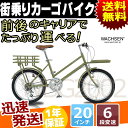 カーゴバイク シティサイクル 20インチ 6段 変速 付き 自転車 本体 WACHSEN ヴァクセン WBG-2002 送料無料 キャリア 運 通学 通勤 買い物 ショッピング 学校 街乗り 6段変速 自転車の九蔵