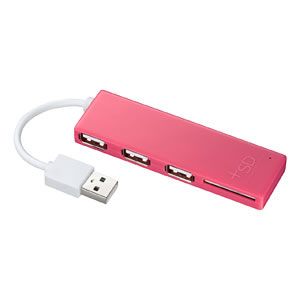 サンワサプライ【SanwaSupply】SDカードリーダー付きUSB2.0ハブUSB-HCS307P★【USBHCS307】