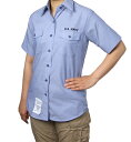 US．NAVY．レディース、リメイク胸ワッペン付き、半袖シャンブレーシャツ（新品）A62LSN−H-