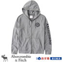 【新作!】アバクロンビー&フィッチ 正規品 アバクロ Abercrombie&Fitch メンズ ジップアップパーカー Full Zip Logo Hoodie グレー Heather Grey【US限定モデル】