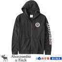 【新作!】アバクロンビー&フィッチ 正規品 アバクロ Abercrombie&Fitch メンズ ジップアップパーカー Full Zip Logo Hoodie ブラック Black【US限定モデル】
