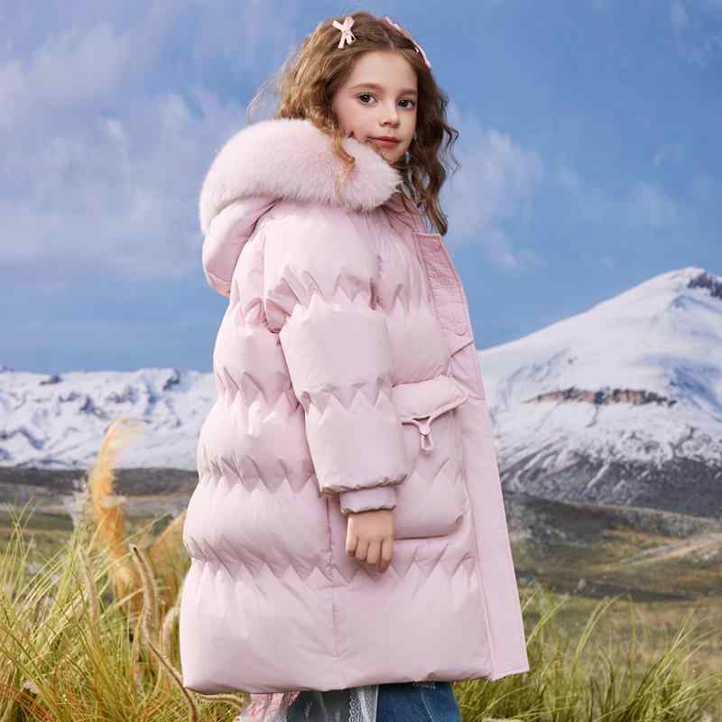 キッズ ダウンジャケット フード付き コート アウター 子供 おしゃれ ファッション 女の子 冬 ファー襟 厚手 カジュアル スタイリッシュ エレガント シンプル