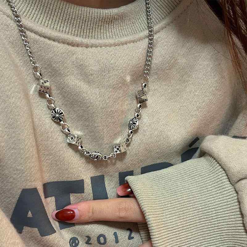 レディース メンズ アクセサリー ヒップホップ コールド スタイル ユニセックス オールド ダイス クロス ネックレス クール チェーン ブレスレット アクセサリー サイコロ