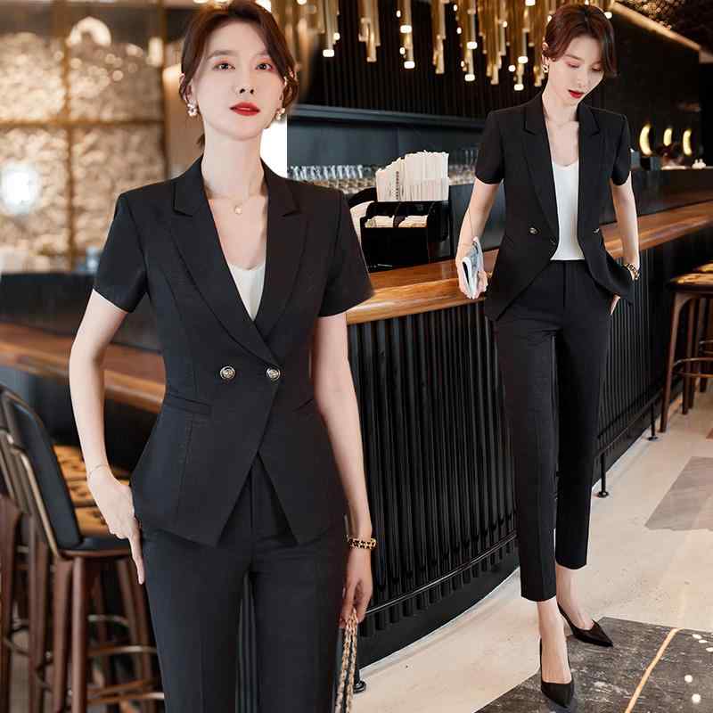 レディース スーツ スタイリッシュ サマー スーツ ファッション 薄手 半袖 ビジネス 服装 夏 ジャケット パンツ スカート フォーマル スリムフィット 通勤 スーツ襟 スタイリッシュ クール
